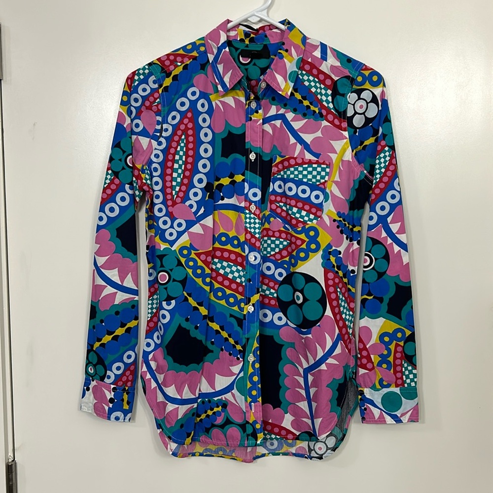 J.Crew Women’s Printed Cotton Button-Up Shirt